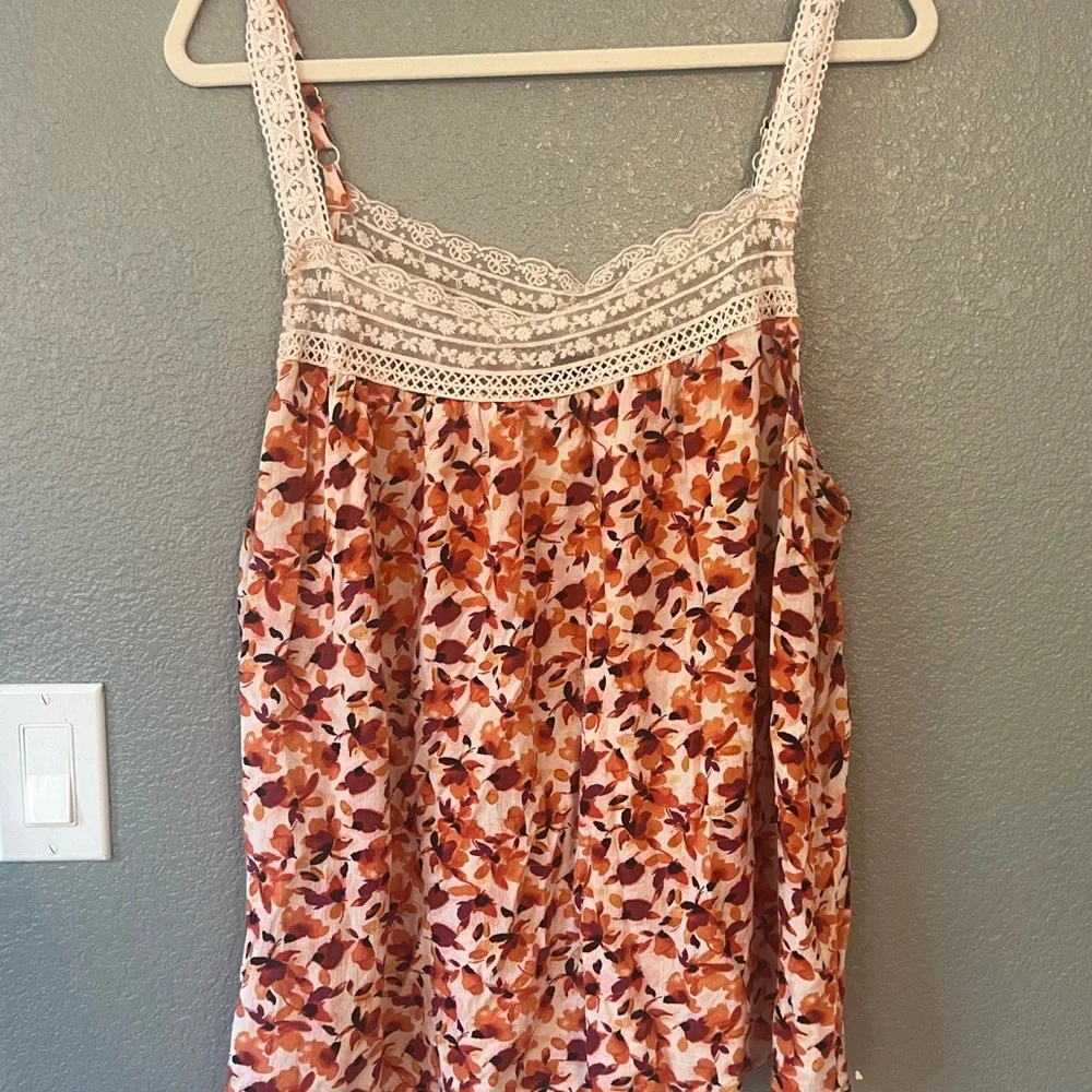 4/$10 Torrid Orange and White Smocked Tank Top - Picture 1 of 6